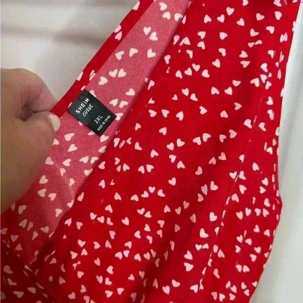 SHEIN Adorable red heart dress with tie shoulder straps, lightweight, size 2XL - Picture 4 of 6